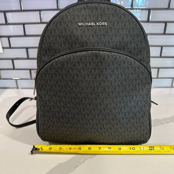 Michael Kors Logo Backpack Purse – Black/Grey MK Monogram - Picture 7 of 7